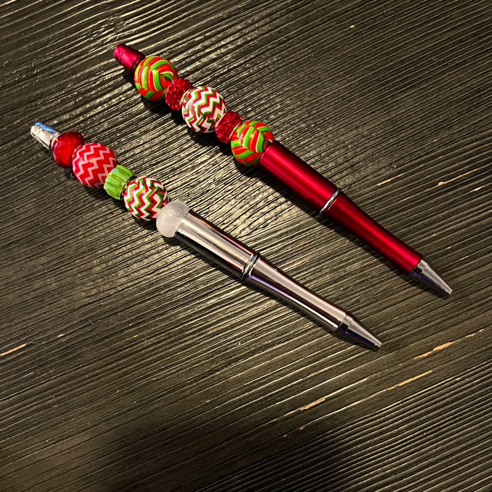 2 bubble bead handmade Crazy Christmas pens